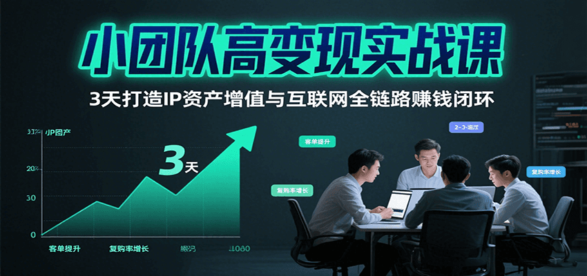 小团队高变现实战课，3天打造IP资产增值与互联网全链路赚钱闭环(第二期)-幽忧帮