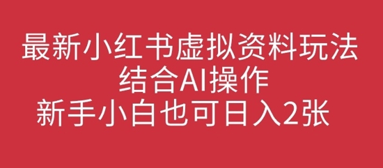 最新小红书虚拟资料玩法结合AI操作，新手小白也可日入2张-忧忧资源网