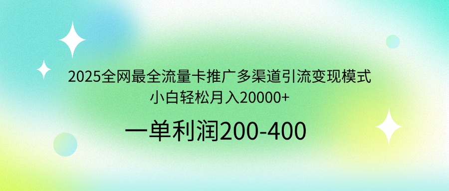 （14126期）2025全网最全流量卡推广多渠道引流变现模式，小白轻松月入20000+-忧忧资源网