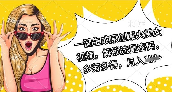 一键生成原创爆火美女视频，解锁流量密码，多劳多得，月入过W-忧忧资源网