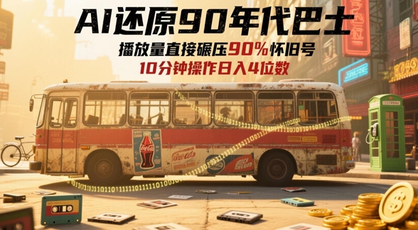 AI还原90年代巴士，一帧就让70后泪崩，播放量直接碾压90%怀旧号，每天操作十分钟，日入四位数-幽忧帮
