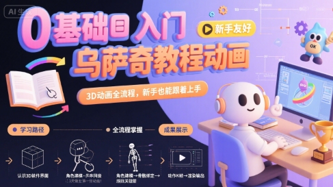 0基础入门乌萨奇教程动画，3D动画全流程，新手也能跟着上手-幽忧帮