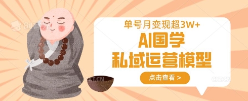 AI国学私域运营模型，单号月变现过W-忧忧资源网
