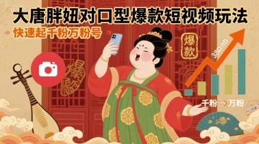 大唐胖妞对口型爆款短视频玩法，快速起千粉万粉号-幽忧帮