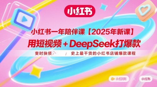 小红书一年陪伴课【2025年新课】，用短视频+deepSeek打爆款，史上最干货的小红书店铺爆款课程-忧忧资源网