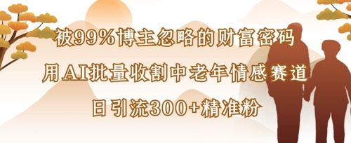 被99%博主忽略的财富密码：用AI批量收割中老年情感赛道，日引流300+精准粉-忧忧资源网