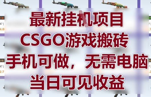 最新挂G项目，CSGO游戏搬砖，手机可做，无需电脑，当日见收益【揭秘】-忧忧资源网
