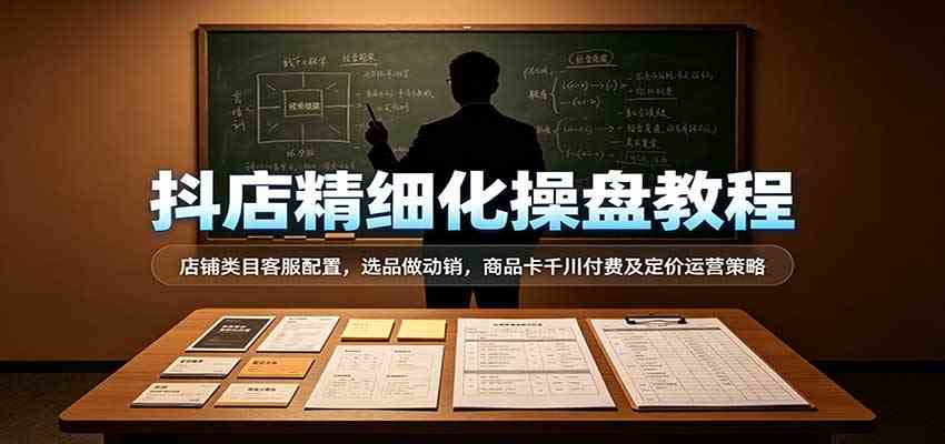 抖店精细化操盘教程:店铺类目客服配置,选品做动销,商品卡千川付费及定价运营策略-幽忧帮