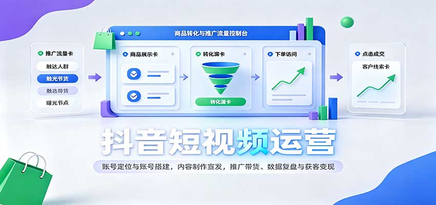 抖音短视频运营:账号定位与账号搭建,内容制作宣发,推广带货、数据复盘与获客变现-幽忧帮