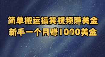 简单搬运搞笑视频挣美金，新手一个月入1k美金-幽忧帮