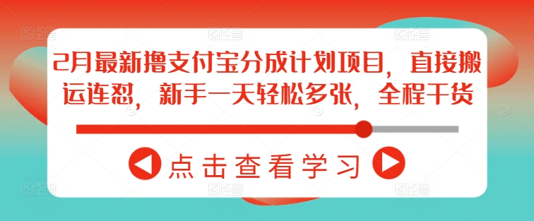 2月最新撸支付宝分成计划项目，直接搬运连怼，新手一天轻松多张，全程干货-忧忧资源网